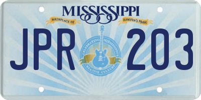 MS license plate JPR203