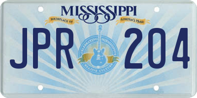 MS license plate JPR204