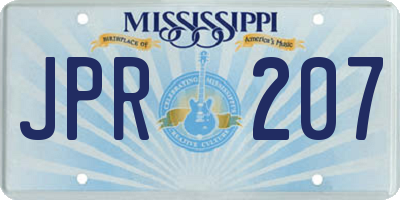 MS license plate JPR207