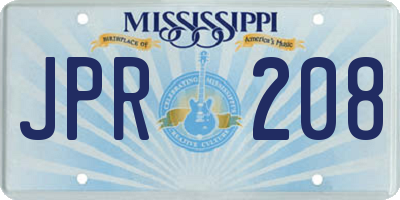 MS license plate JPR208