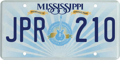 MS license plate JPR210