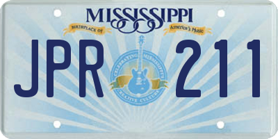MS license plate JPR211