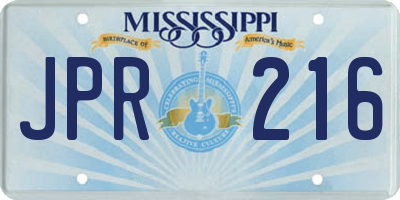 MS license plate JPR216