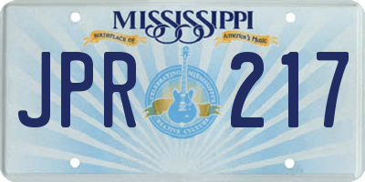 MS license plate JPR217