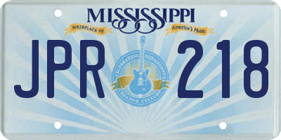 MS license plate JPR218