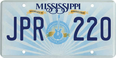 MS license plate JPR220