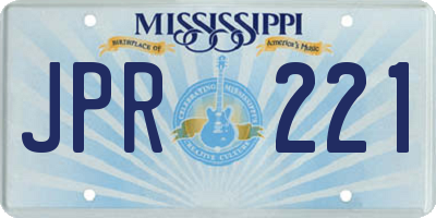MS license plate JPR221