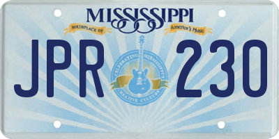 MS license plate JPR230
