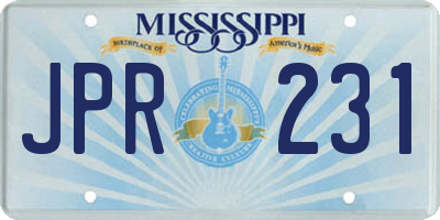 MS license plate JPR231