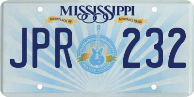 MS license plate JPR232