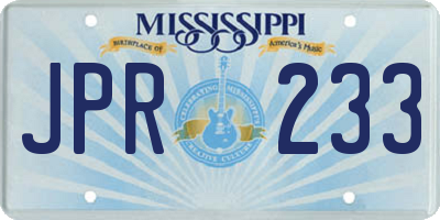 MS license plate JPR233