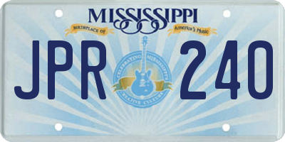 MS license plate JPR240