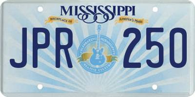 MS license plate JPR250