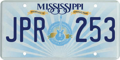 MS license plate JPR253