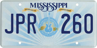 MS license plate JPR260