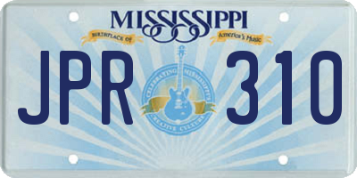 MS license plate JPR310