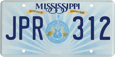 MS license plate JPR312
