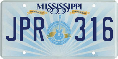 MS license plate JPR316