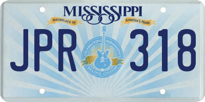 MS license plate JPR318
