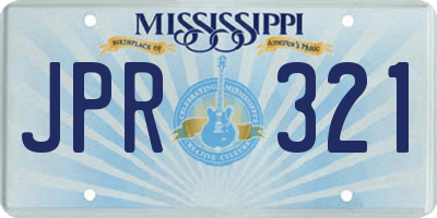 MS license plate JPR321