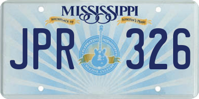 MS license plate JPR326