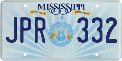 MS license plate JPR332