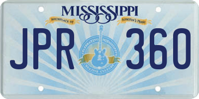 MS license plate JPR360