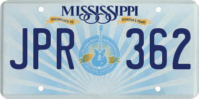 MS license plate JPR362