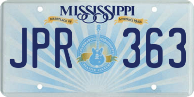 MS license plate JPR363