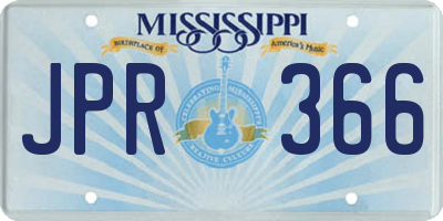 MS license plate JPR366