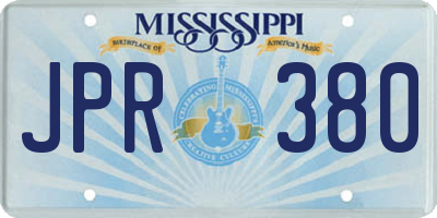 MS license plate JPR380