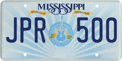 MS license plate JPR500