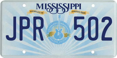 MS license plate JPR502