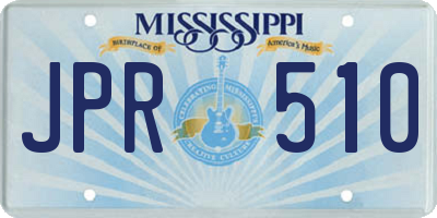 MS license plate JPR510