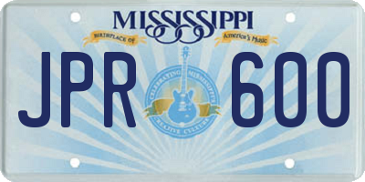 MS license plate JPR600