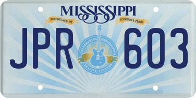 MS license plate JPR603