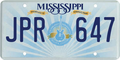 MS license plate JPR647