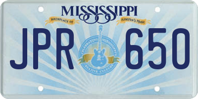 MS license plate JPR650