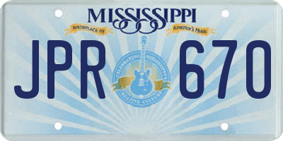 MS license plate JPR670