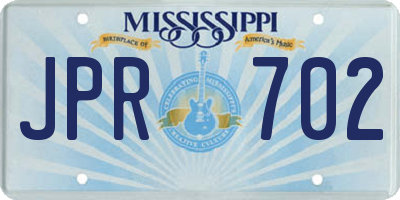 MS license plate JPR702