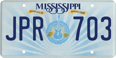MS license plate JPR703