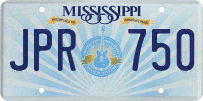 MS license plate JPR750