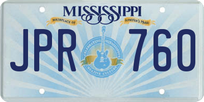 MS license plate JPR760