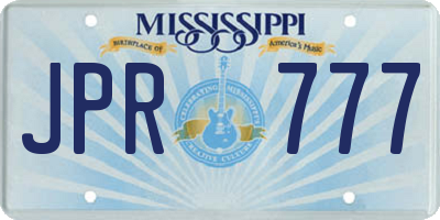 MS license plate JPR777