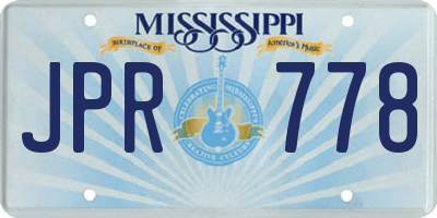 MS license plate JPR778