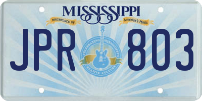 MS license plate JPR803