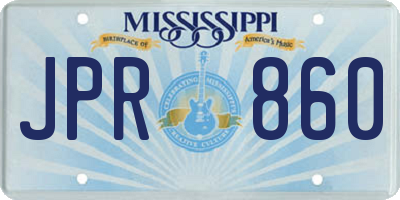 MS license plate JPR860