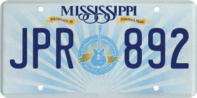 MS license plate JPR892
