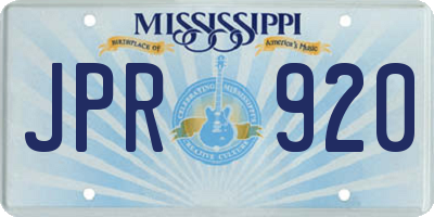 MS license plate JPR920
