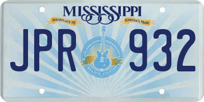 MS license plate JPR932